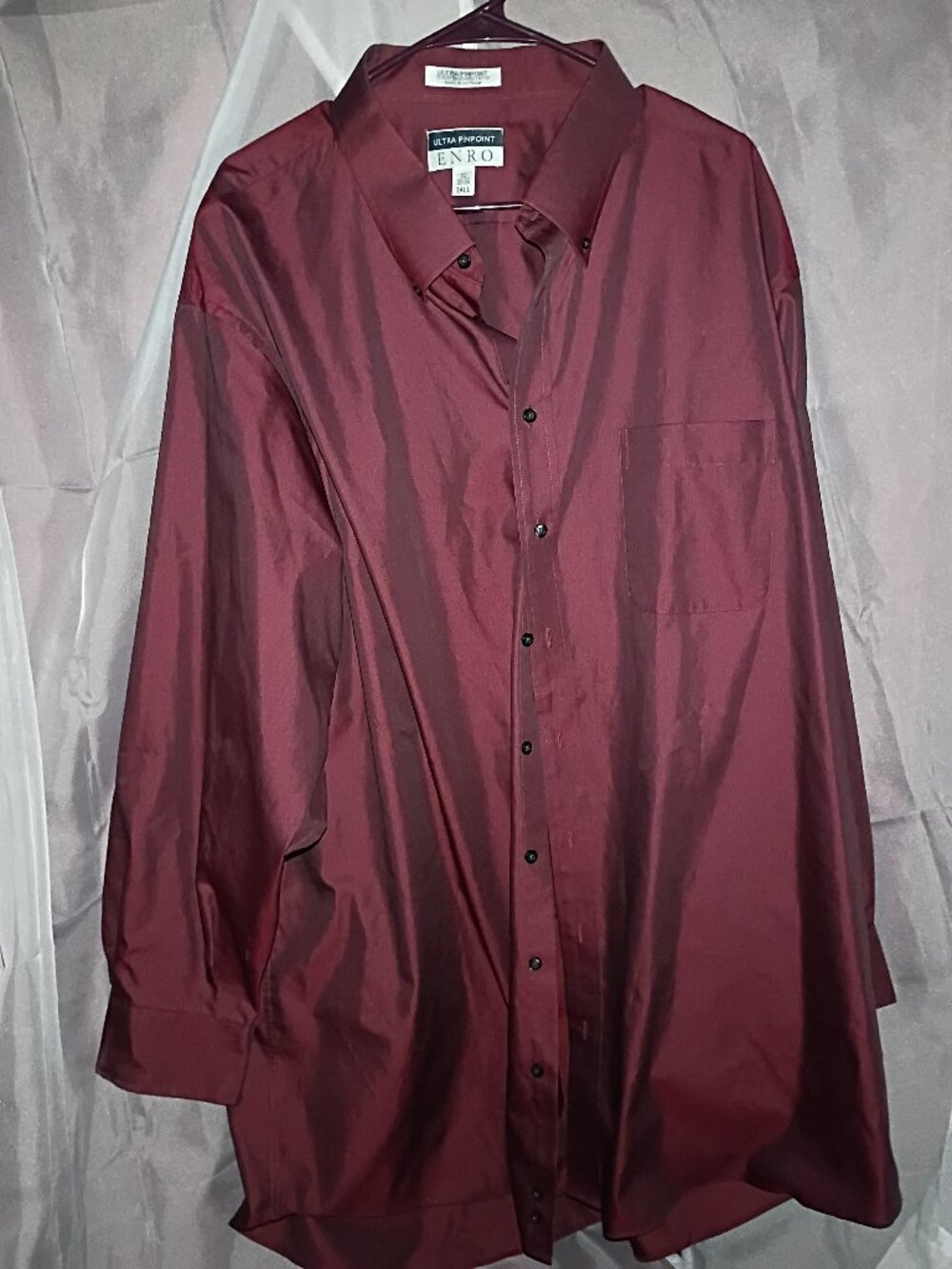 ENRO Men's Tall Red Button Up Dress Shirt